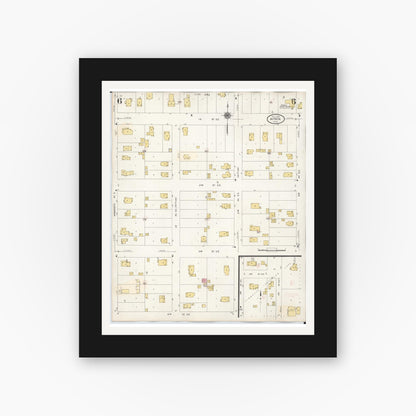 Old map wall art mockup — black gallery frame with white mat — Sanborn Fire Insurance Map from Aitkin, Aitkin County, Minnesota (1936), Sheet #0006