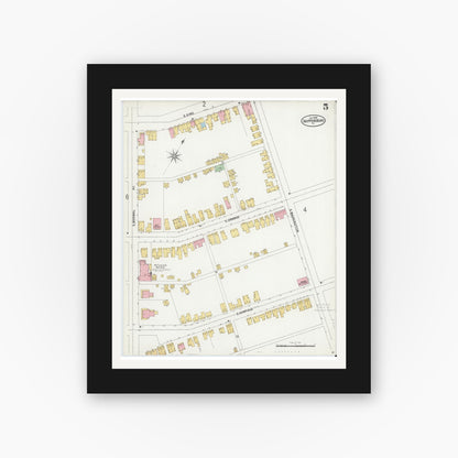 Old map wall art mockup — black gallery frame with white mat — Sanborn Fire Insurance Map from Shippensburg, Cumberland And Franklin Counties, Pennsylvania (1899), Sheet #0005