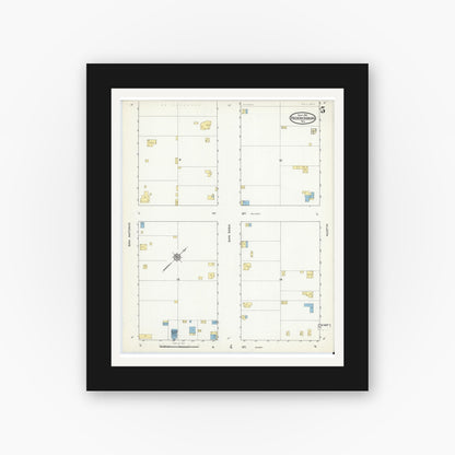 Old map wall art mockup — black gallery frame with white mat — Sanborn Fire Insurance Map from Fredericksburg, Gillespie County, Texas (1915), Sheet #0005