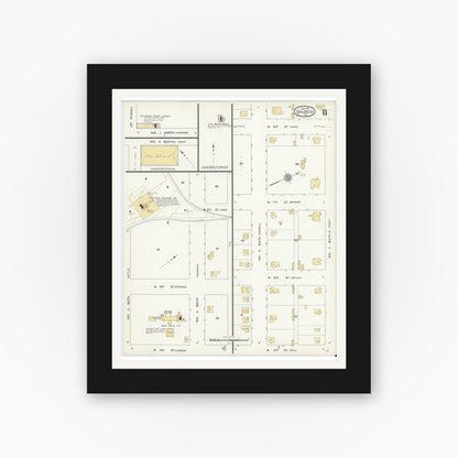 Old map wall art mockup — black gallery frame with white mat — Sanborn Fire Insurance Map from Childress, Childress County, Texas (1912), Sheet #0008