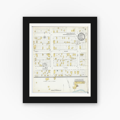 Old map wall art mockup — black gallery frame with white mat — Sanborn Fire Insurance Map from Stambaugh, Iron County, Michigan (1900) - Complete Map Set