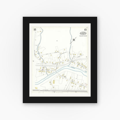 Old map wall art mockup — black gallery frame with white mat — Sanborn Fire Insurance Map from Carbondale, Lackawanna County, Pennsylvania (1923), Sheet #0015