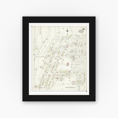 Old map wall art mockup — black gallery frame with white mat — Sanborn Fire Insurance Map from Athens, Athens County, Ohio (1914), Sheet #0016