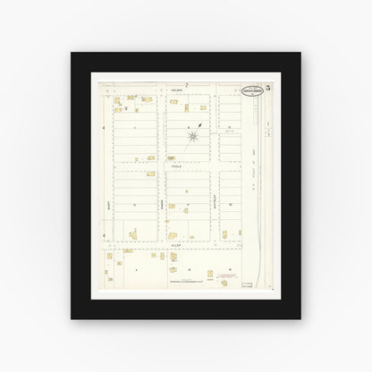 Old map wall art mockup — black gallery frame with white mat — Sanborn Fire Insurance Map from Arroyo Grande, San Luis Obispo County, California (1903), Sheet #0005