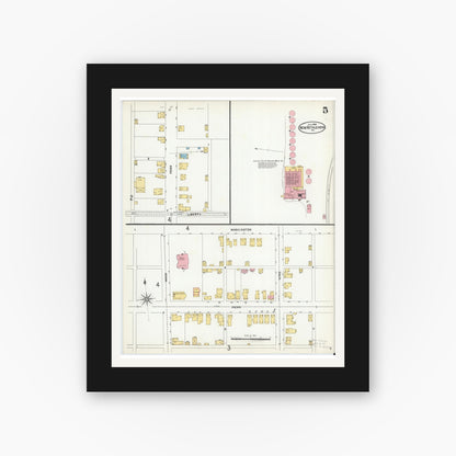Old map wall art mockup — black gallery frame with white mat — Sanborn Fire Insurance Map from New Bethlehem, Clarion County, Pennsylvania (1904), Sheet #0005