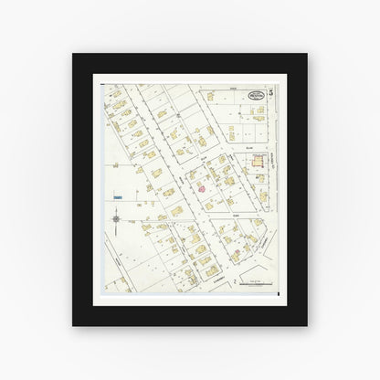 Old map wall art mockup — black gallery frame with white mat — Sanborn Fire Insurance Map from Weston, Wood County, Ohio (1920), Sheet #0005