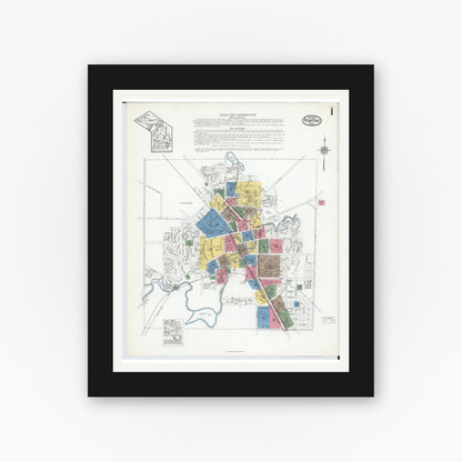 Old map wall art mockup — black gallery frame with white mat — Sanborn Fire Insurance Map from Pontiac, Oakland County, Michigan (1919) - Complete Map Set