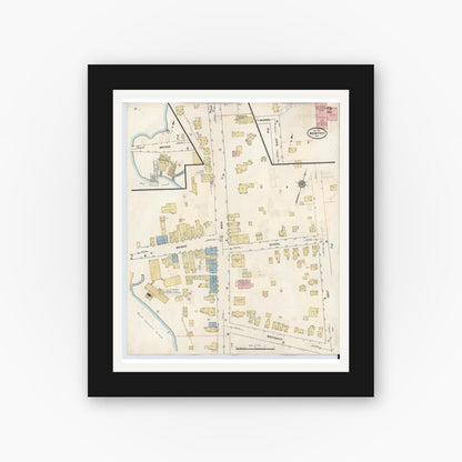 Old map wall art mockup — black gallery frame with white mat — Sanborn Fire Insurance Map from Newport, Herkimer County, New York (1938), Sheet #0002