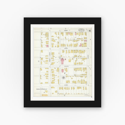Old map wall art mockup — black gallery frame with white mat — Sanborn Fire Insurance Map from Nanticoke, Luzerne County, Pennsylvania (1903), Sheet #0006