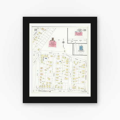 Old map wall art mockup — black gallery frame with white mat — Sanborn Fire Insurance Map from Beloit, Rock County, Wisconsin (1926), Sheet #0023