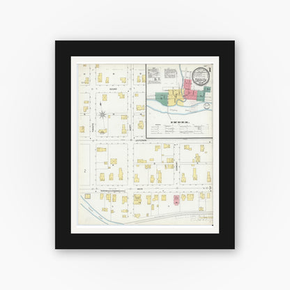 Old map wall art mockup — black gallery frame with white mat — Sanborn Fire Insurance Map from Tidioute, Warren County, Pennsylvania (1900) - Complete Map Set