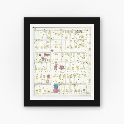 Old map wall art mockup — black gallery frame with white mat — Sanborn Fire Insurance Map from Oak Harbor, Ottawa County, Ohio (1920), Sheet #0007