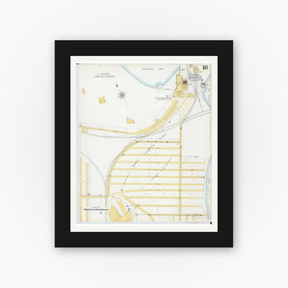 Old map wall art mockup — black gallery frame with white mat — Sanborn Fire Insurance Map from Cadillac, Wexford County, Michigan (1900), Sheet #0018