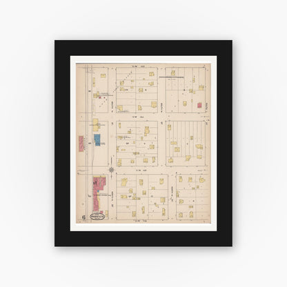 Old map wall art mockup — black gallery frame with white mat — Sanborn Fire Insurance Map from Alexandria, Douglas County, Minnesota (1922), Sheet #0009