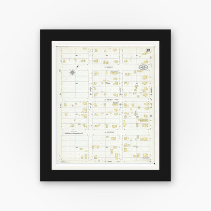 Old map wall art mockup — black gallery frame with white mat — Sanborn Fire Insurance Map from Lake City, Wabasha County, Minnesota (1909), Sheet #0010