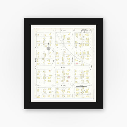 Old map wall art mockup — black gallery frame with white mat — Sanborn Fire Insurance Map from Cedar Falls, Black Hawk County, Iowa (1909), Sheet #0005