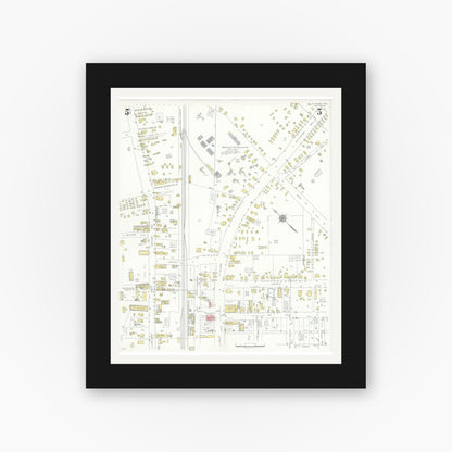 Old map wall art mockup — black gallery frame with white mat — Sanborn Fire Insurance Map from Kilgore, Gregg County, Texas (1936), Sheet #0005
