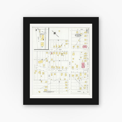 Old map wall art mockup — black gallery frame with white mat — Sanborn Fire Insurance Map from Blanchester, Clinton County, Ohio (1925), Sheet #0004