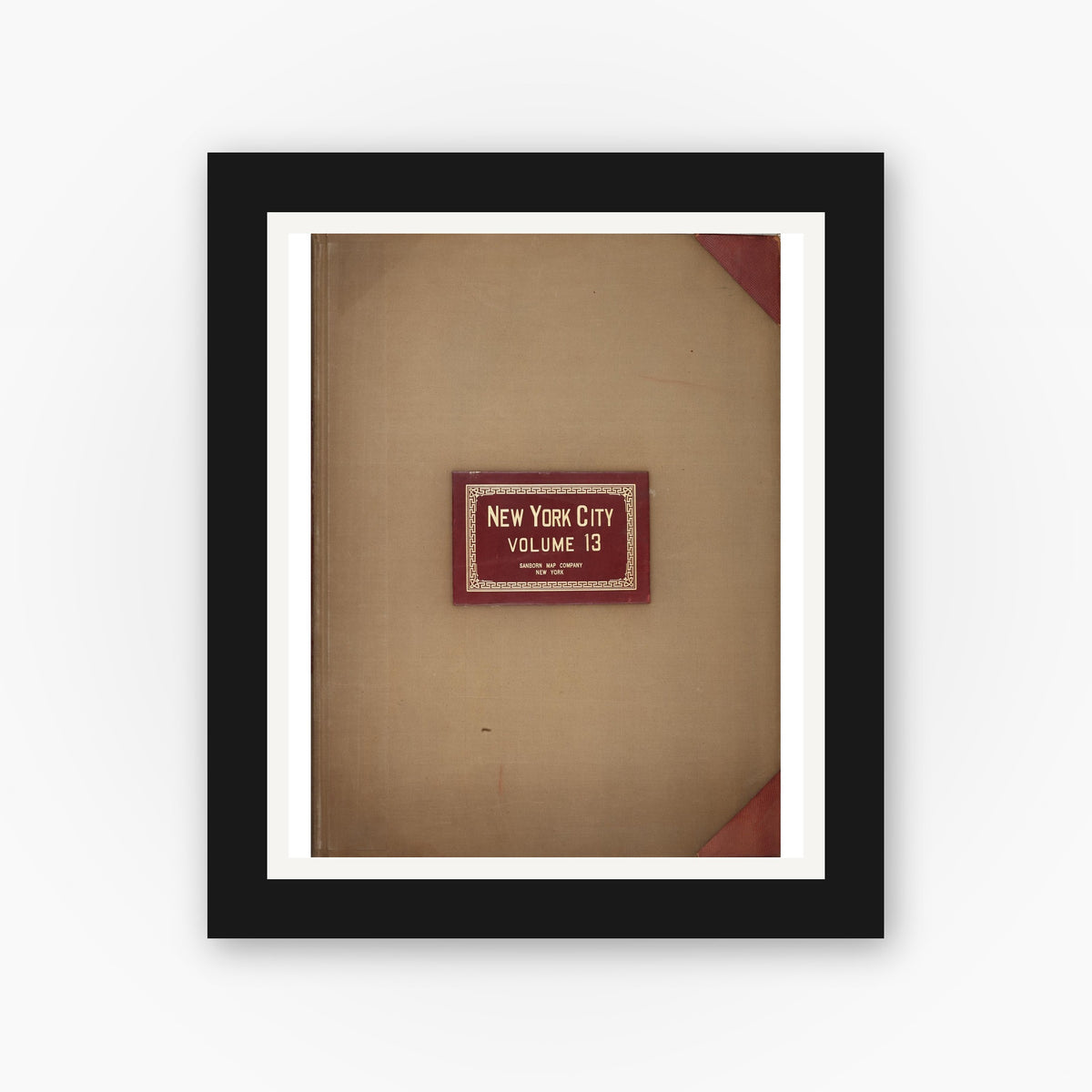 Old map wall art mockup — black gallery frame with white mat — Sanborn Fire Insurance Map from New York, Bronx, Manhattan, New York (1950), Sheet #0001