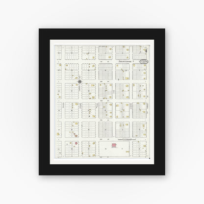 Old map wall art mockup — black gallery frame with white mat — Sanborn Fire Insurance Map from Claude, Armstrong County, Texas (1921), Sheet #0004