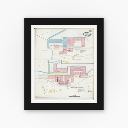 Old map wall art mockup — black gallery frame with white mat — Sanborn Fire Insurance Map from Appleton, Outagamie County, Wisconsin (1891), Sheet #0024