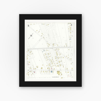 Old map wall art mockup — black gallery frame with white mat — Sanborn Fire Insurance Map from Northfield, Atlantic County, New Jersey (1933), Sheet #0005