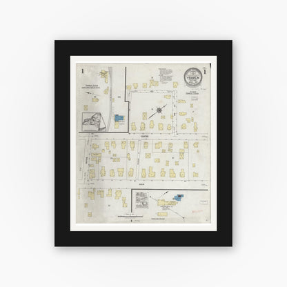 Old map wall art mockup — black gallery frame with white mat — Sanborn Fire Insurance Map from Franklin, Delaware County, New York (1925) - Complete Map Set