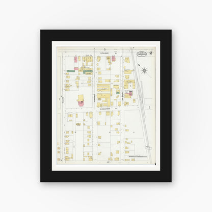 Old map wall art mockup — black gallery frame with white mat — Sanborn Fire Insurance Map from Englewood, Bergen County, New Jersey (1902), Sheet #0002