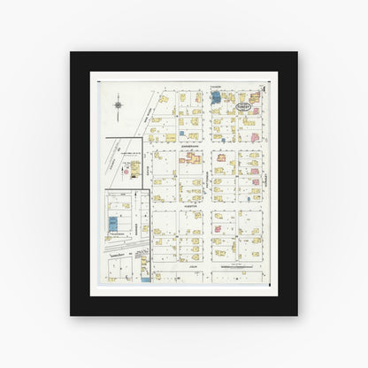 Old map wall art mockup — black gallery frame with white mat — Sanborn Fire Insurance Map from Forest, Hardin County, Ohio (1921), Sheet #0004