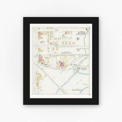 Old map wall art mockup — black gallery frame with white mat — Sanborn Fire Insurance Map from Middletown, Dauphin County, Pennsylvania (1896), Sheet #0002