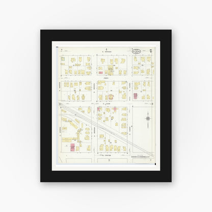 Old map wall art mockup — black gallery frame with white mat — Sanborn Fire Insurance Map from Albion, Calhoun County, Michigan (1913), Sheet #0007