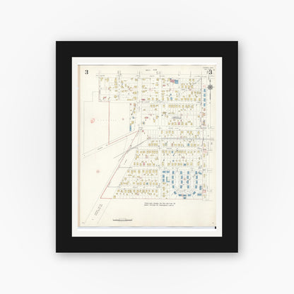 Old map wall art mockup — black gallery frame with white mat — Sanborn Fire Insurance Map from Osborn, Greene County, Ohio (1943), Sheet #0003