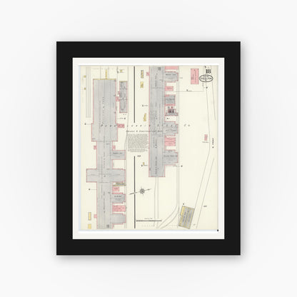 Old map wall art mockup — black gallery frame with white mat — Sanborn Fire Insurance Map from Steelton, Dauphin County, Pennsylvania (1915), Sheet #0018