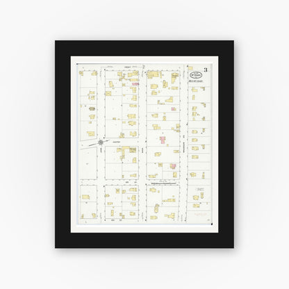 Old map wall art mockup — black gallery frame with white mat — Sanborn Fire Insurance Map from McHenry, McHenry County, Illinois (1912), Sheet #0003
