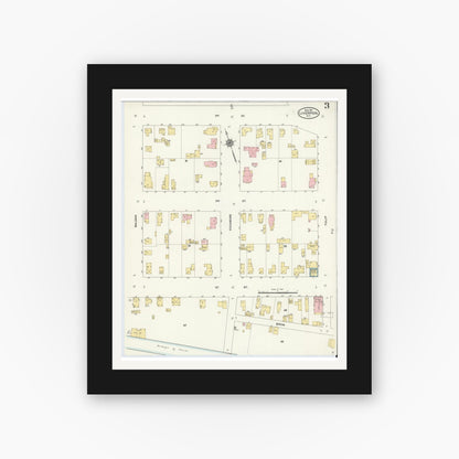Old map wall art mockup — black gallery frame with white mat — Sanborn Fire Insurance Map from Liverpool, Onondaga County, New York (1911), Sheet #0003