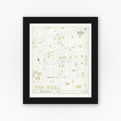 Old map wall art mockup — black gallery frame with white mat — Sanborn Fire Insurance Map from Englewood, Bergen County, New Jersey (1915) - Complete Map Set