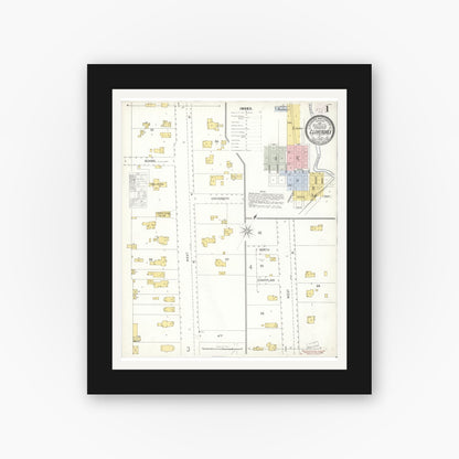 Old map wall art mockup — black gallery frame with white mat — Sanborn Fire Insurance Map from Cloverdale, Sonoma County, California (1905) - Complete Map Set