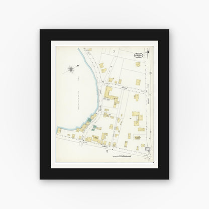 Old map wall art mockup — black gallery frame with white mat — Sanborn Fire Insurance Map from Nahant, Essex County, Massachusetts (1907), Sheet #0008
