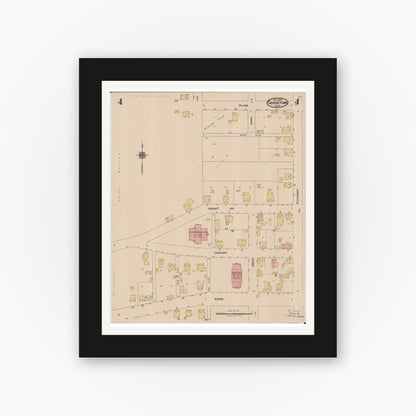 Old map wall art mockup — black gallery frame with white mat — Sanborn Fire Insurance Map from Georgetown, Brown County, Ohio (1922), Sheet #0004