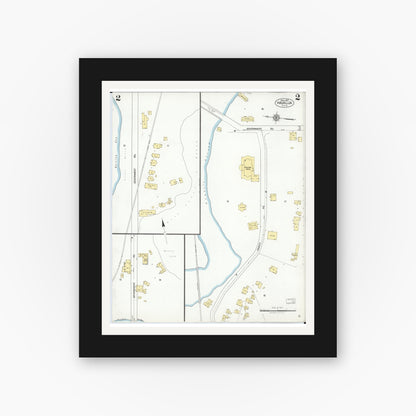 Old map wall art mockup — black gallery frame with white mat — Sanborn Fire Insurance Map from Waialua, Honolulu County, Hawaii (1927), Sheet #0002