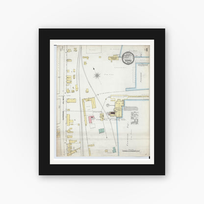 Old map wall art mockup — black gallery frame with white mat — Sanborn Fire Insurance Map from Baraga, Baraga County, Michigan (1892) - Complete Map Set