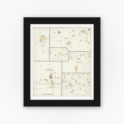 Old map wall art mockup — black gallery frame with white mat — Sanborn Fire Insurance Map from Cable, Mercer County, Illinois (1901), Sheet #0002