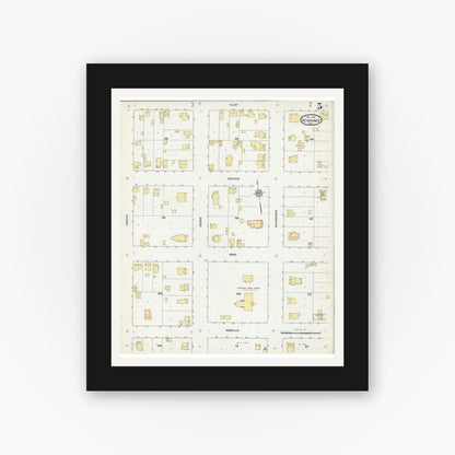 Old map wall art mockup — black gallery frame with white mat — Sanborn Fire Insurance Map from Kewaunee, Kewaunee County, Wisconsin (1911), Sheet #0005