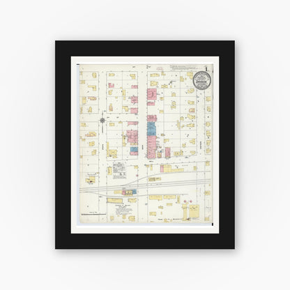 Old map wall art mockup — black gallery frame with white mat — Sanborn Fire Insurance Map from Davison, Genesee County, Michigan (1910), Sheet #0001