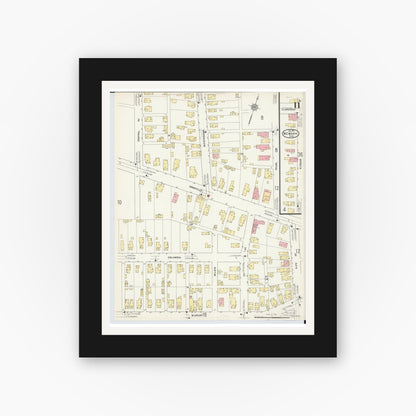 Old map wall art mockup — black gallery frame with white mat — Sanborn Fire Insurance Map from Newark, Licking County, Ohio (1912), Sheet #0011