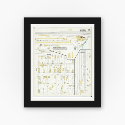 Old map wall art mockup — black gallery frame with white mat — Sanborn Fire Insurance Map from Michigamme, Marquette County, Michigan (1902), Sheet #0002