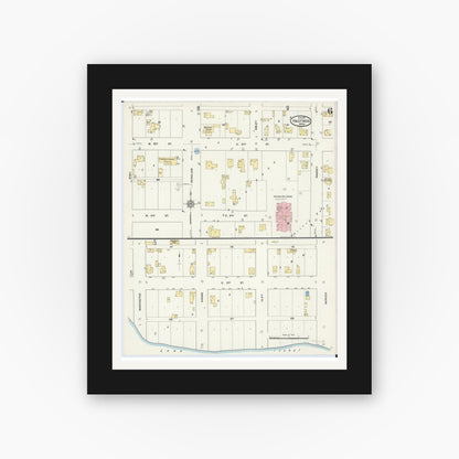 Old map wall art mockup — black gallery frame with white mat — Sanborn Fire Insurance Map from Hastings, Dakota County, Minnesota (1911), Sheet #0006