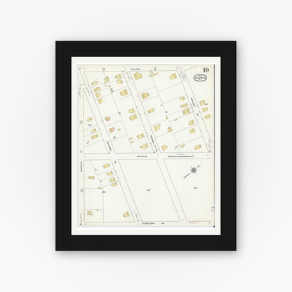Old map wall art mockup — black gallery frame with white mat — Sanborn Fire Insurance Map from Palmyra, Burlington County, New Jersey (1911), Sheet #0010