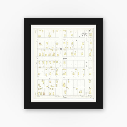 Old map wall art mockup — black gallery frame with white mat — Sanborn Fire Insurance Map from Osage, Mitchell County, Iowa (1911), Sheet #0007