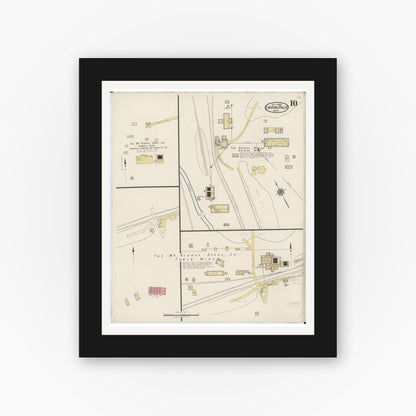 Old map wall art mockup — black gallery frame with white mat — Sanborn Fire Insurance Map from Crystal Falls, Iron County, Michigan (1922), Sheet #0010